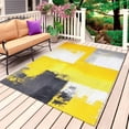 thumbnail image 1 of Yellow Gray Outdoor Rug for Patio/Deck/Porch, Non-Slip Large Area Rug 5 x 7 Ft, Oil Painting Abstract Modern Geometric Indoor Outdoor Rugs Washable Area Rugs, Reversible Camping Rug Carpet Runner, 1 of 8
