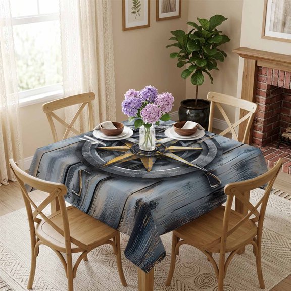 Yellow Gray Rubber Square Tablecloth 54x54 Inch Wood Grain Waterproof Polyester Tablecloth for Dining Table, Washable Table Cover for Kitchen Dining Room Wedding Decoration,Stain Resistant