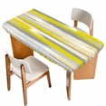 thumbnail image 1 of Yellow Gray Stripes Table Cloths for 5 Foot Rectangle Tables, Watercolor Modern Abstract Minimalist Patio Waterproof Elastic Fitted Tablecloths, Washable Rectangular Table Cover for Camping, 1 of 8