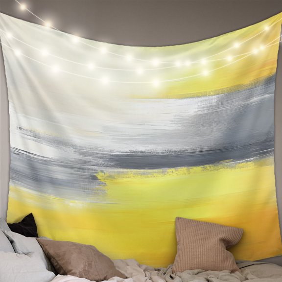 Yellow Gray Tapestry for Bedroom Wall Hanging Tapestry, Contemporary Abstract Oil Painted Art Ceiling Backdrop Tapestries Poster Blanket Wall Decor for Teens Room Living Room Dorm 59" x 79"