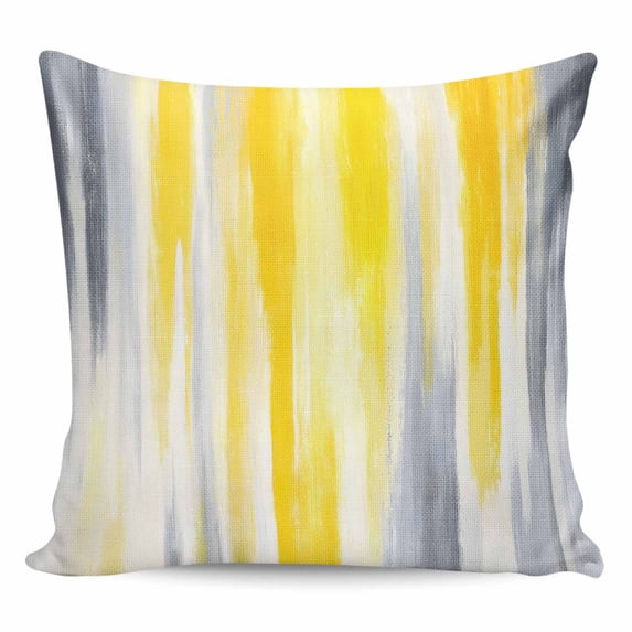 Yellow Gray White Pillow Covers 16x16 Inch Decorative Throw Pillow Cover, Farmhouse Gradient Abstract Art Sofa Pillowcases Accent Cushion Case Home Decor Bedroom Living Room