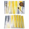 thumbnail image 1 of Yellow Gray White Placemats Set of 6, Farmhouse Gradient Abstract Art Placemats for Dining Table, Place Mats for Kitchen Tabletop, Waterproof Wipeable Dining Table Mats Set, 1 of 9