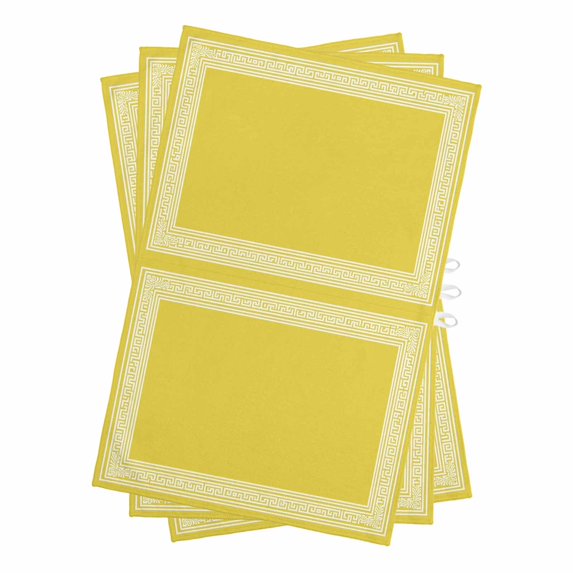 Yellow Greek Key Kitchen Towels Set of 3, Water Absorbent Dish Towel, Geometric Greece Ancient Farmhouse Geo Decorative Hand Towels - Quick Drying Cloth for Cooking Baking, 18x28 Inch