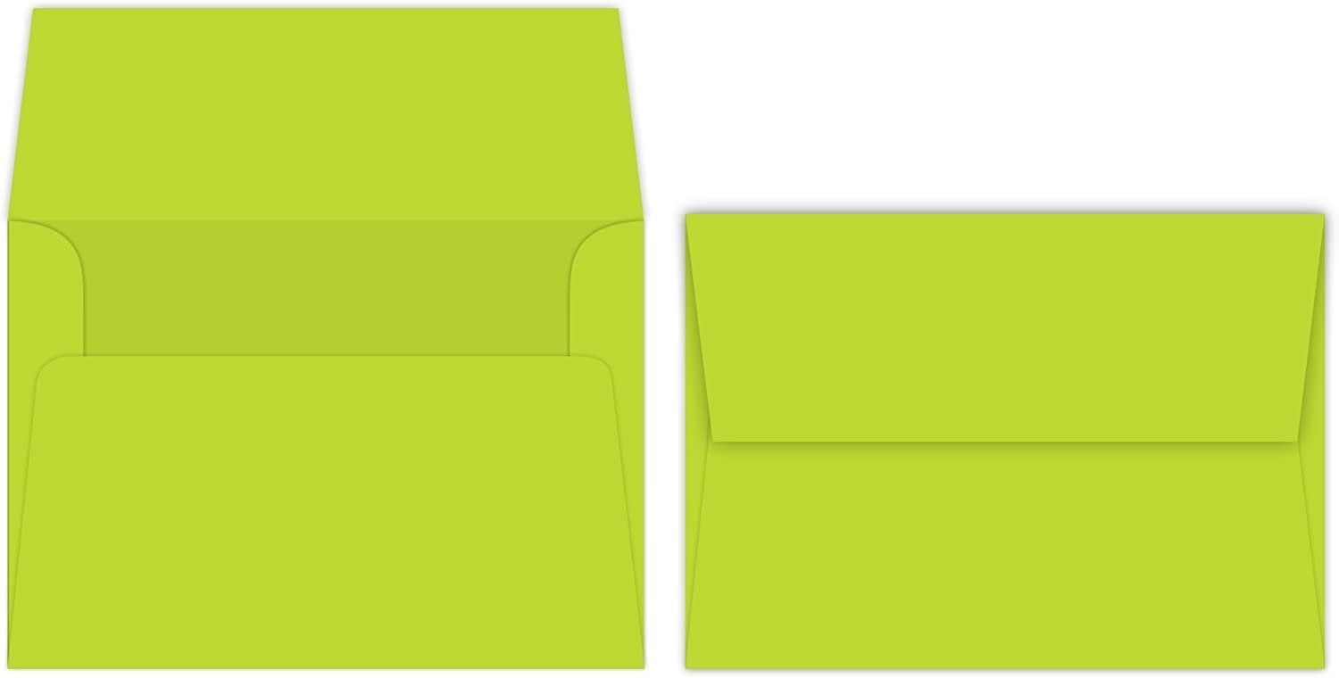 Yellow Green A7 Bright Color Envelopes - 5 1/4 x 7 1/4 Inches - Perfect for 5x7 Photos, DIY Arts and Crafts Cards - for Professional and Homemade Projects - Pack of 50 Envelopes