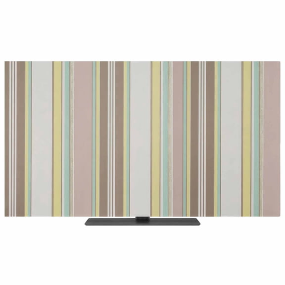 Yellow Green Brown Striped TV Dust Cover,Stretchable TV Screen Desktop Computer Protector Cover,Farmhouse Modern Stripes Art Television Dustproof Slipcover for 70–75 Inch Flat or Curved TVs