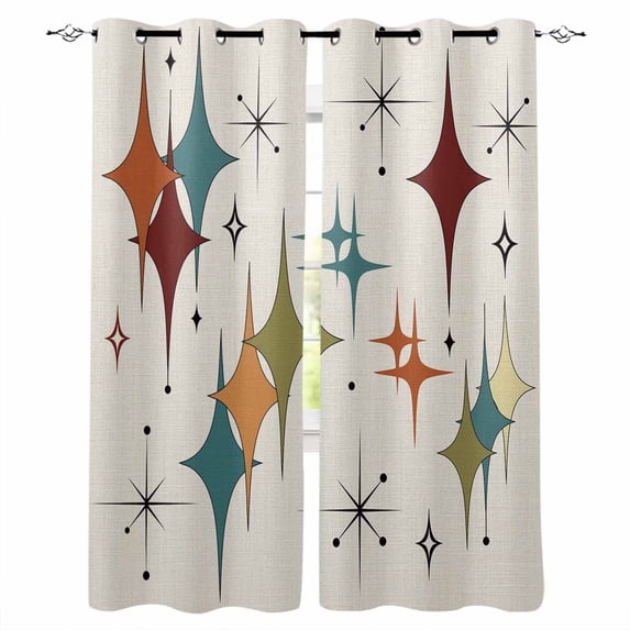 Yellow Green Diamond Blackout Curtains for Bedroom Living Room Darkening Curtains 84 Inch Length 2 Panels Set Modern Geometric Middle Century Beige Window Curtain Window Treatment Drapes 52"x84"