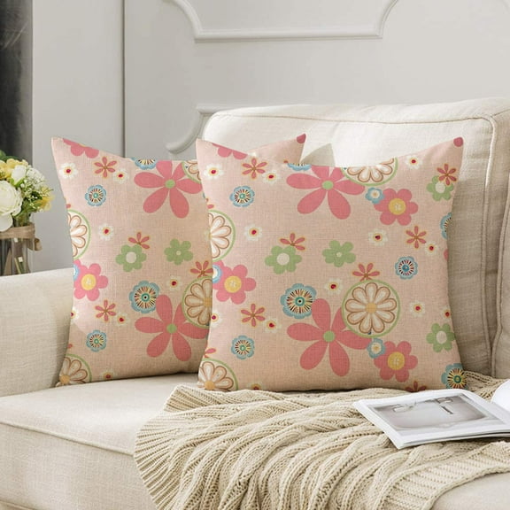 Yellow and Green Floral Pillow Covers for Sofa, Set of 2, 18x18", Farmhouse Style Decorative Throw Pillow Covers, Cozy Home Decor, Spring & Bedroom Pillow Cases