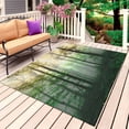 thumbnail image 1 of Yellow Green Forest Outdoor Rug for Patio/Deck/Porch, Non-Slip Large Area Rug 3 x 5 Ft, Vintage Foggy Woods Tree Indoor Outdoor Rugs Washable Area Rugs, Reversible Camping Rug Carpet Runner, 1 of 8
