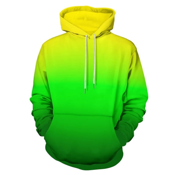 Yellow Green Gradient-2 Men's Women Vintage 3D Hooded Sweatshirt - All-Season Loose Fit Streetwear
