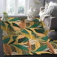 thumbnail image 1 of Yellow Green Leaf Area Rug, Boho Foliage Striped Living Room Rug, Decorative Rugs With Non-Slip Backing Machine Washable Soft Carpet For Living Room Bedroom Dining Room 2 x 3ft, 1 of 6