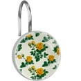 Yellow Green Leaf Flowers Decorative Shower Curtain Hooks Set of 12