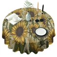 thumbnail image 1 of Yellow Green Leaf Sunflower Pattern Round Tablecloth 60"x60",Wrinkle Wipeable Table Cloth for Kitchen Dining Room Picnic Patio Party, 1 of 6