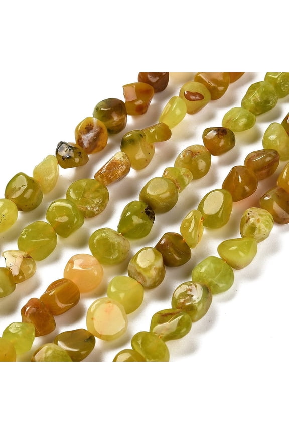 Yellow Green Opal Beads Strands Nuggets Tumbled Stone 7~13x4.5~10x4.5~10mm Hole: 1.2mm about 44~46pcs/strand 15.08''~16.14''(38.3~41cm)