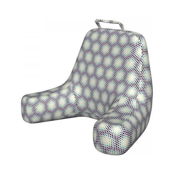 Yellow and Green Reading Pillow Cover, Pattern of Dotted Hexagons, Unstuffed Printed Bed Rest Case from Soft Fabric, XL Size, Eggplant Pale Seafoam, by Ambesonne