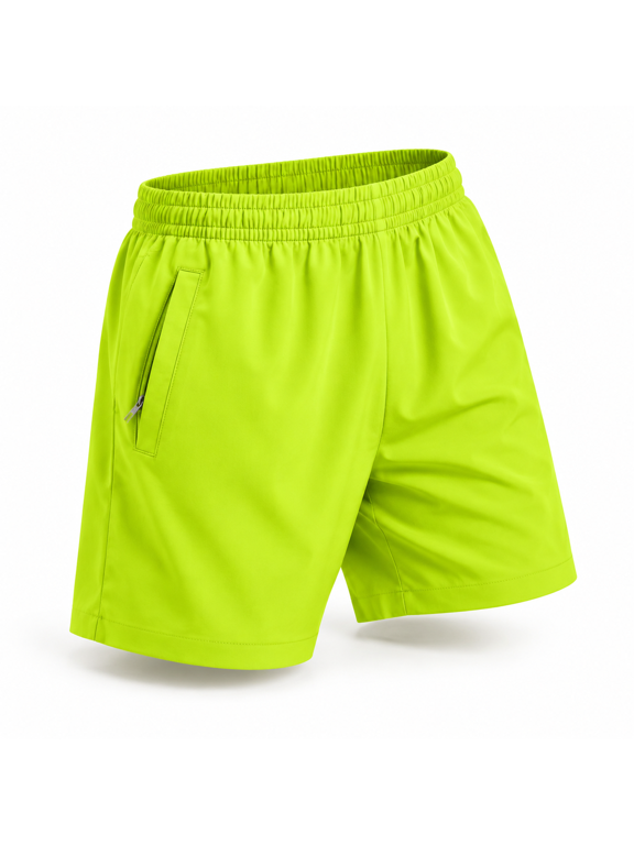 Yellow Green Small Men's 5" Quick Dry Linerless Athletic Gym Workout Hiking Shorts
