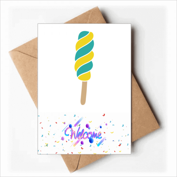 Yellow Green Spiral Sweet Ice Welcome Back Greeting Cards Envelopes Blank