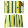 thumbnail image 1 of Yellow Green Stripe Placemats Set of 12, Modern Abstract Art Vertical Striped Placemats for Dining Table, Place Mats for Kitchen Tabletop, Waterproof Wipeable Dining Table Mats Set, 1 of 9