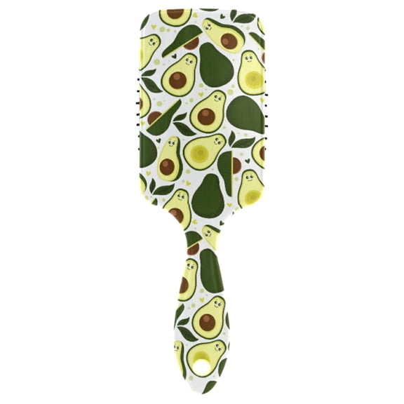 Yellow Green Style Seamless Avocados with Smiles, Leaves, on White Air Cushion Comb Hairbrush Prevent static Snag Tangle for Women Ladies Detaining Separating Shaping Wavy Curly Straight Hair