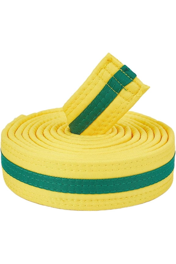 Yellow Green Taekwondo Belt Hapkido Martial Arts Belt Judo Karate TKD Aikido Uniform Ranking Belt Long Soft Universal Fit Belts Jiu Jitsu for Performance Sports Training Equipment 9.18ft Making DIY