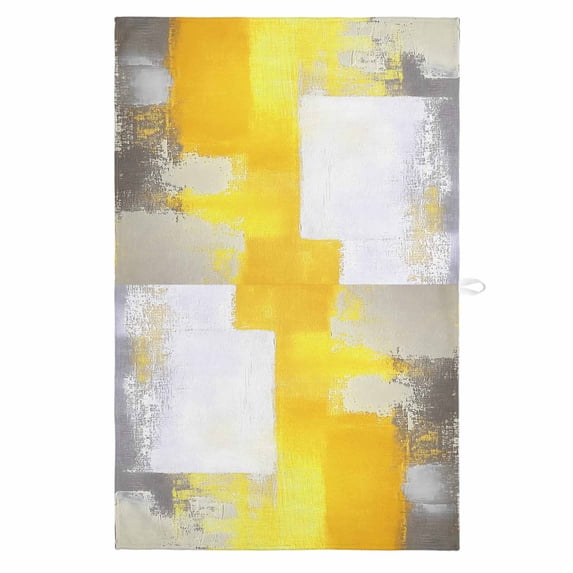 Yellow Grey 1 Pack Kitchen Towel, Water Absorbent Dish Towel, Oil Painted Modern Geometric Abstract Decorative Hand Towels - Quick Drying Cloth for Cooking Baking, 18x28 Inch