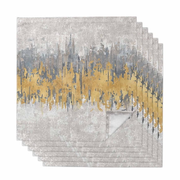 Yellow Grey Abstract Cloth Napkins, Gradient Geometric Graffiti Modern Art Washable and Reusable Dinner Napkins Set of 6, Table Napkin for Kitchen Party Birthday Wedding Hotel Housewarming 20"x20"