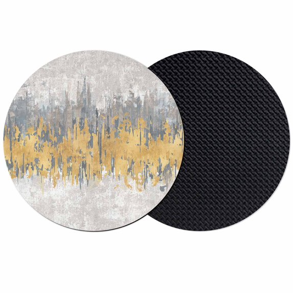 Yellow Grey Abstract Coasters Set of 2, Absorbent Coasters for Drinks, Gradient Geometric Graffiti Modern Art Coaster for Desk Coffee Table Protection, Home Decor House Warming Gifts 4"