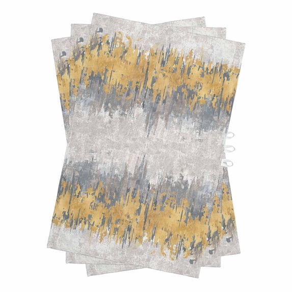 Yellow Grey Abstract Kitchen Towels Set of 3, Water Absorbent Dish Towel, Gradient Geometric Graffiti Modern Art Decorative Hand Towels - Quick Drying Cloth for Cooking Baking, 18x28 Inch