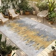 thumbnail image 1 of Yellow Grey Abstract Outdoor Rug for Patio/Deck/Porch, Non-Slip Large Area Rug 5 x 8 Ft, Gradient Geometric Graffiti Modern Art Indoor Outdoor Rugs Washable Area Rugs, Camping Rug Carpet Runner, 1 of 8