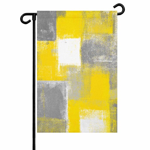 Yellow Grey Abstract Paint Garden Flags for Outside Modern Rustic Graffiti Double Sided Yard Flags Outdoor House Decoration, Small 12X18 Inch,