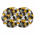 thumbnail image 1 of Yellow Grey Abstract Round 13 Inch Placemats Set of 2, Modern Geometric Ombre Artwork HeatResistant Non Slip Place Mats for Dining Table, Wipeable Braided Kitchen Table Mats for Housewarming, 1 of 9