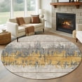 thumbnail image 1 of Yellow Grey Abstract Round Area Rug 5Ft Washable Circle Rugs for Living Room Bedroom, Gradient Geometric Graffiti Retro Wooden Non-Slip Carpet Floor Mats Indoor Outdoor Carpet Runner Home Decor, 1 of 8