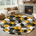 thumbnail image 1 of Yellow Grey Abstract Round Area Rug 6Ft Washable Circle Rugs for Bathroom Office, Modern Geometric Ombre Artwork Non-Slip Carpet Floor Mats Indoor Outdoor Carpet Runner Aesthetic Home Decor, 1 of 8