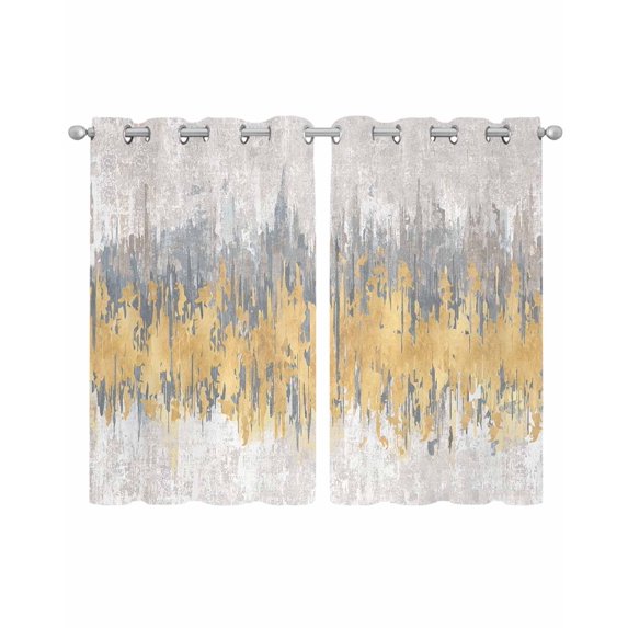 Yellow Grey Abstract Sheer Curtains 45 Inch Length 2 Panels Set for Living Room/Bedroom, Gradient Geometric Graffiti Modern Art Kitchen Curtains Grommet Curtains Window Treatments 42"x45"x2