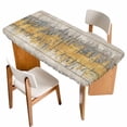 thumbnail image 1 of Yellow Grey Abstract Table Cloths for 4 Foot Rectangle Tables, Gradient Geometric Graffiti Retro Wooden Patio Waterproof Elastic Fitted Tablecloths, Washable Rectangular Table Cover for Camping, 1 of 8
