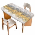 thumbnail image 1 of Yellow Grey Abstract Table Cloths for 5 Foot Rectangle Tables, Gradient Geometric Graffiti Modern Art Patio Waterproof Elastic Fitted Tablecloths, Washable Rectangular Table Cover for Camping, 1 of 8
