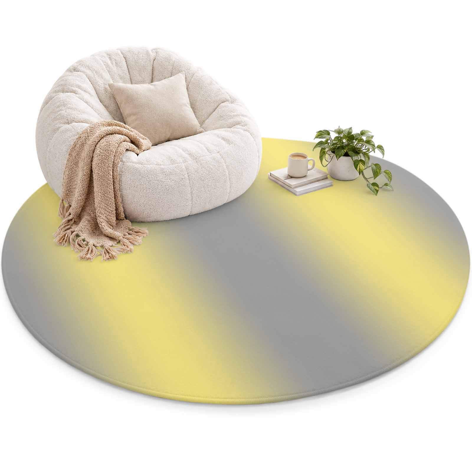 Yellow Grey Area Rug 3', Gradient Ombre Soft Mat Non-Slip Silicone ...