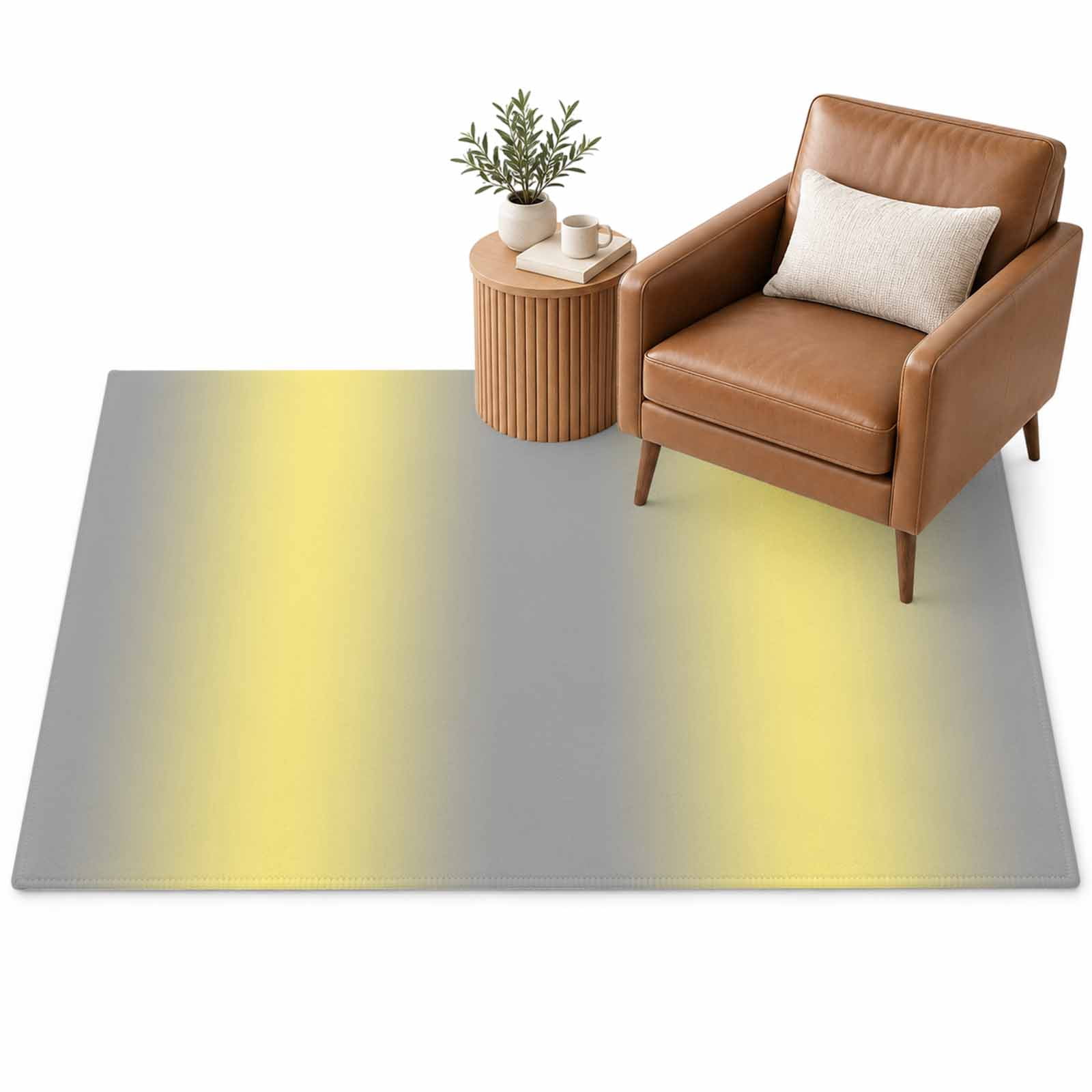 Yellow Grey Area Rug 3'x5', Gradient Ombre Soft Mat Non-Slip Silicone ...