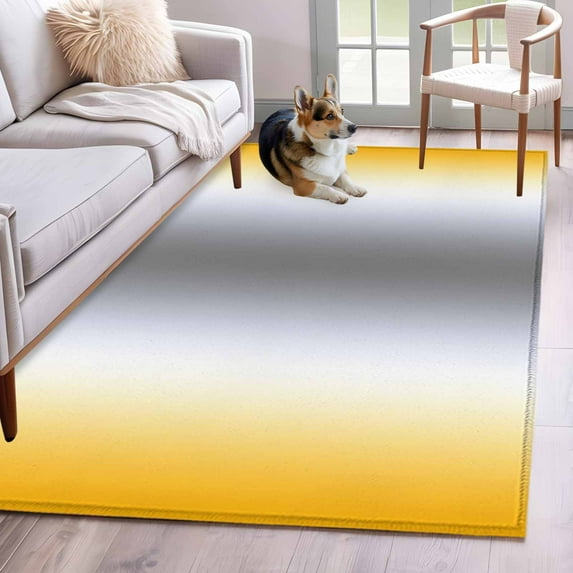 Yellow Grey Area Rug 4x6 Washable Rug Non Slip Gray Farmhouse Modern Rustic Large Area Rug Indoor Floor Carpet for Entryway Bedroom Kitchen Living Room Home Office Dining Room Nursery