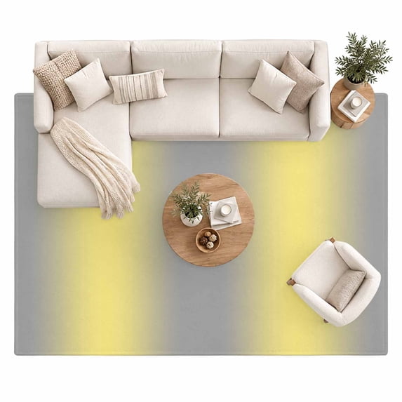 Yellow Grey Area Rug 8'x10', Gradient Ombre Large Area Rugs Non-Slip ...