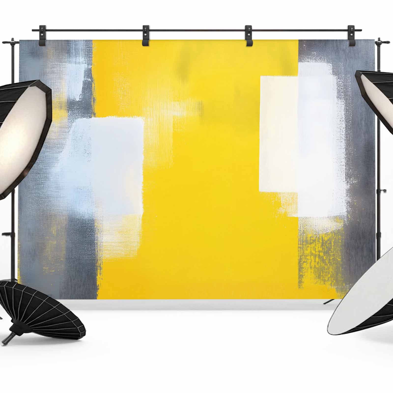 Yellow Grey Backdrop for Photography, Fabric Photo Background Backdrop, Oil Painted Modern Abstract Vintage Photo Booth Background for Portrait Photoshoot Video Wedding Studio Decoration Banner 7x5ft