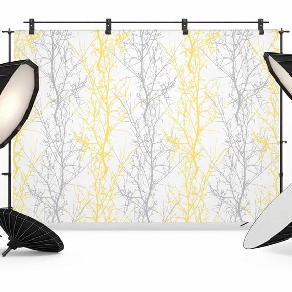 Yellow Grey Backdrop for Photography, Tree Branch Photo Backdrop ...