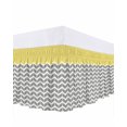 thumbnail image 1 of Yellow Grey Bed Skirt Queen Size 16" Drop Herringbone Abstract Ruffled Wrap Around Bed Skirts Adjustable Elastic Bedskirt Dust Ruffle for Queen Size Bed, 1 of 7