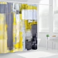 thumbnail image 1 of Yellow Grey Black Abstract Oil Painting Shower Curtain - 70x70 Inch Garbage Style Art Polyester Fabric Unique Bathroom Decor with Hooks, 1 of 3