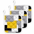 thumbnail image 1 of Yellow Grey Black Geometric Pot Holders for Kitchen Heatproof Potholder, 3 Pack Middle Century Art Abstract Aesthetics Hot Pads Multipurpose Oven Pads Cloth Potholders Trivet for Cooking Baking, 1 of 8