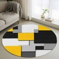 thumbnail image 1 of Yellow Grey Black Geometric Round Area Rug 4 FT, Non Slip Indoor Outdoor Rug, Modern Abstract Art Washable Soft Circular Carpet Non-Shedding Floor Mat for Coffee Table Nursery Foyer Balcony, 1 of 8