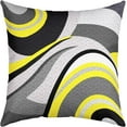 thumbnail image 1 of Yellow Grey Black Stripes Reversible Outdoor Throw Pillow Covers 18 x 18-Inch Geometric Pillow Covers Home Decor Set for Teens Geometry Abstract Art Square Cushion Covers Set of 4 Modern Striped Art, 1 of 1
