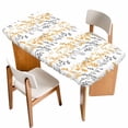 thumbnail image 1 of Yellow Grey Botanical Table Cloths for 3 Foot Rectangle Tables, Spring Floral Summer Farmhouse Patio Waterproof Elastic Fitted Tablecloths, Washable Rectangular Table Cover for Camping, 1 of 8