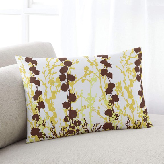 Yellow Grey Botanical Throw Pillow Cover,Watercolor Tree Branches Aesthetic Art Rectangle Decorative Pillow Case Protector Soft Cushion Cover Lumbar Pillowcase for Couch Sofa Bedroom Decor 20x36 Inch
