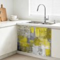 thumbnail image 1 of Yellow Grey Cabinet Curtains 11"W x 13"L, Abstract Art Oil Painting Modern Geometric Sink Skirt for Bathroom Kitchen Self Adhesive, Desk Privacy Short Curtain for Pantry Storage Coffee Bar, 1 of 9