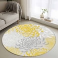 thumbnail image 1 of Yellow Grey Chrysanthemum Round Rugs 3.3ft, Farmhouse Botanical Floral Modern Non Slip Washable Rug Runner, Low Pile Indoor Floor Carpet Mat Bathroom Rugs for Living Room, Bedroom, Kids Room, 1 of 9